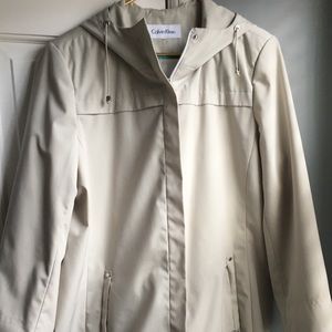 Calvin Klein Cream Hooded Raincoat Jacket
